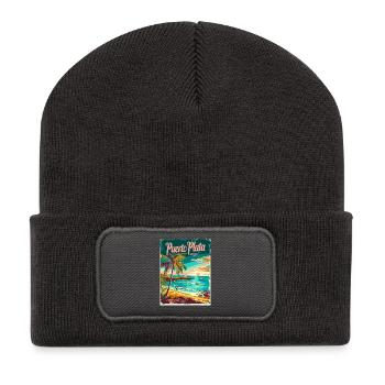  Puerto Plata Paradiesische Strände und - Recycelte Patch Beanie - Dunkelgrau - Vorne