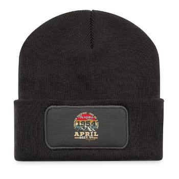April 1954 Vintage-Geburtstagsgeschenk - Recycelte Patch Beanie - Dunkelgrau - Vorne