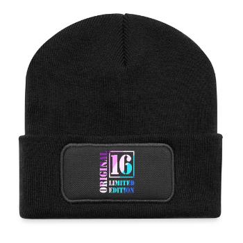16th Birthday Boy Girl Teenager Original 16 - Recycled Patch Beanie - black - Front