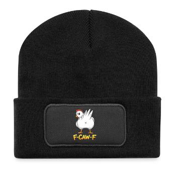 F-Caw-F Chicken Adult Humor Funny Rooster Fcawf - Recycelte Patch Beanie - Schwarz - Vorne