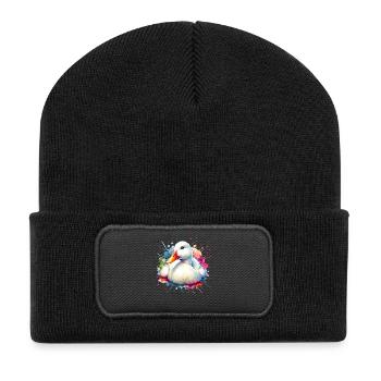Pekingente Motiv - Recycelte Patch Beanie - Schwarz - Vorne