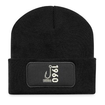 66th Birthday Gift Angler Fishing Man 1960's - Recycled Patch Beanie - black - Front