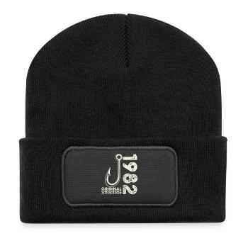 44. Geburtstag Geschenk Angler Angeln Mann 1982 - Recycelte Patch Beanie - Schwarz - Vorne