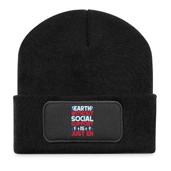 Social Worker Quota Without Is Just Eh Social Work - Recycled Patch Beanie - black - Front