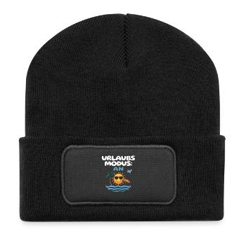 Urlaubsmodus An Strand Sonne Meer Reise Idee - Recycelte Patch Beanie - Schwarz - Vorne