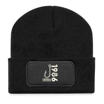 40. Geburtstag Geschenk Angler Angeln Mann 1986 - Recycelte Patch Beanie - Schwarz - Vorne