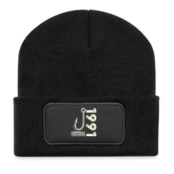35. Geburtstag Geschenk Angler Angeln Mann 1991 - Recycelte Patch Beanie - Schwarz - Vorne