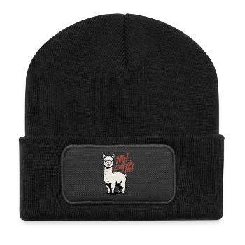 Lama Shirt Nö Einfach Nö - Recycelte Patch Beanie - Schwarz - Vorne