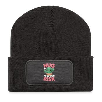 Cute Cactus Hug Risk Fun Shirt - Recycled Patch Beanie - dark grey - Front