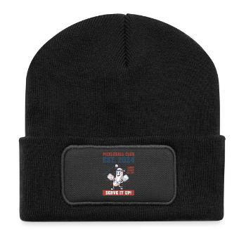 Pickleball Club Est. 2024 Serve It Up lustiger Spieler - Recycelte Patch Beanie - Schwarz - Vorne