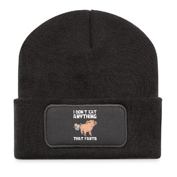 Pet de cochon : Pun Tee - Beanie recyclé à patch - charbon - Devant