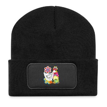 hen cake coffee break coffee chicken - Recycled Patch Beanie - black - Front