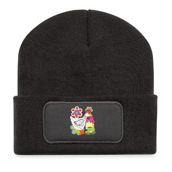 Gâteau de poule, pause café Poulet café - Beanie recyclé à patch - charbon - Devant