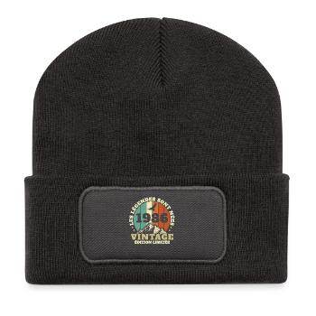 1986 Vintage Retro Geburtstagsgeschenk - Recycelte Patch Beanie - Dunkelgrau - Vorne