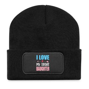 LGBTQ-Pride-Monat – Ich liebe meine trans Tochter - Recycelte Patch Beanie - Schwarz - Vorne