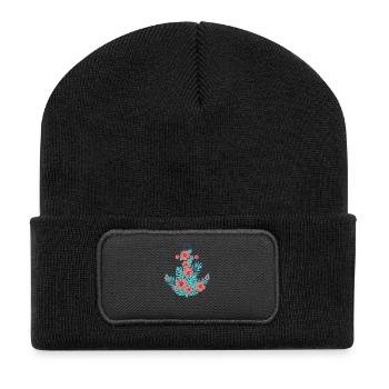 Tropical Hibiscus Anchor - Recycled Patch Beanie - black - Front