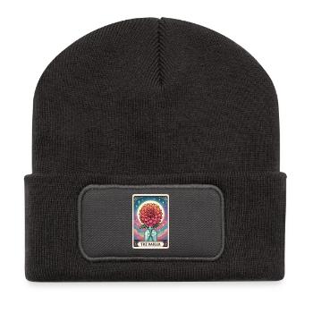Dahlias Tarot Card - Recycled Patch Beanie - dark grey - Front