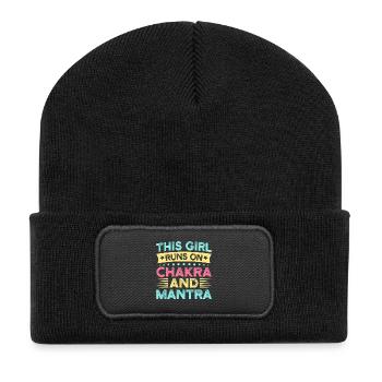Yoga Girl fonctionne grâce au chakra et au mantra Yoga drôle - Beanie recyclé à patch - noir - Devant