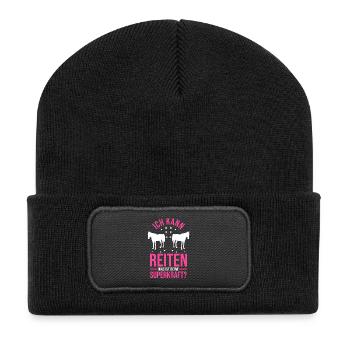 Reiten Pferdeliebhaber Reiterhof Pferde - Recycelte Patch Beanie - Schwarz - Vorne