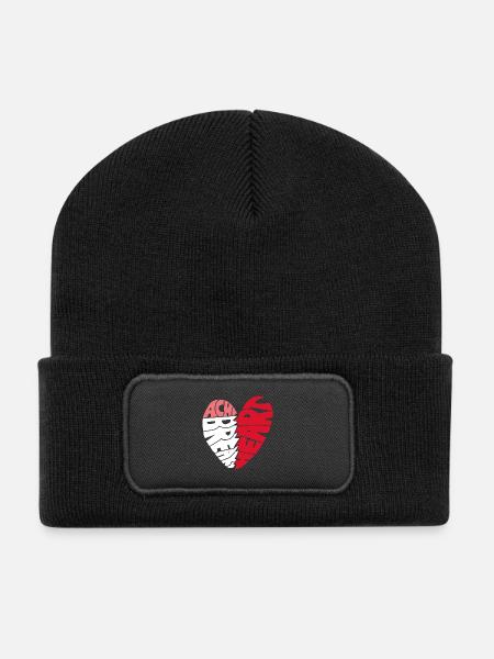 Achy Breaky Heart - Broken Heart Typo - Recycled Patch Beanie - black