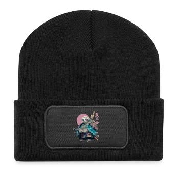 Sloth Samurai in Blue Armor - Recycled Patch Beanie - black - Front