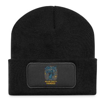 Immer früh da | Postboten Zusteller Humor - Recycelte Patch Beanie - Schwarz - Vorne