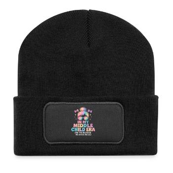 Tochter Familie Humor In My Middle Child Era - Recycelte Patch Beanie - Schwarz - Vorne
