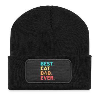 Best Cat Dad Ever Funny Cat Papa Daddy Father Cat - Recycled Patch Beanie - black - Front