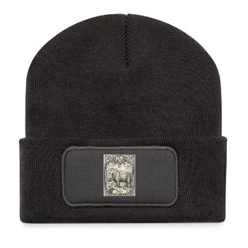 Durer-s Rhinoceros by Albrecht Durer - Recycelte Patch Beanie - Dunkelgrau - Vorne