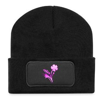 Blumen - Recycelte Patch Beanie - Schwarz - Vorne