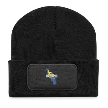 Halland in Sweden Province with Map Souvenir - Recycled Patch Beanie - black - Front