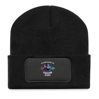 Ligne de cœur du Chat Bleu Russe - Beanie recyclé à patch - noir - Devant