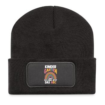 Kindergarten Ade Ich Lerne Jetzt Das ABC - Recycelte Patch Beanie - Dunkelgrau - Vorne