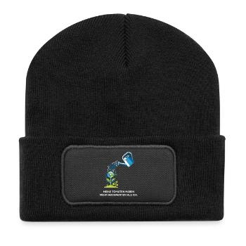 Urban Gardening, Technik, Hobby Design - Recycelte Patch Beanie - Schwarz - Vorne