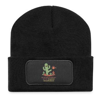 Kaktus Botanik Lustiges Pflanzen Design - Recycelte Patch Beanie - Schwarz - Vorne