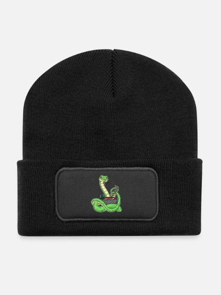 Cuisinière serpent cuisine de ramen - Beanie recyclé à patch - noir