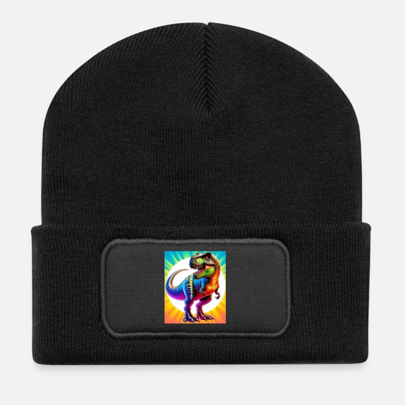 Dinosaurier - Recycelte Patch Beanie - Schwarz