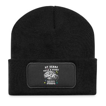 Éducation sur les tumeurs cérébrales, Combattant, Éducation sur les tumeurs cérébrales - Beanie recyclé à patch - noir - Devant