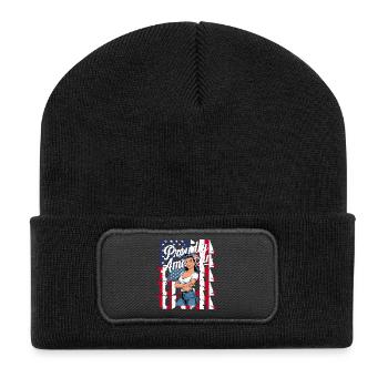 Proudly American im Retro-Look - Recycelte Patch Beanie - Schwarz - Vorne