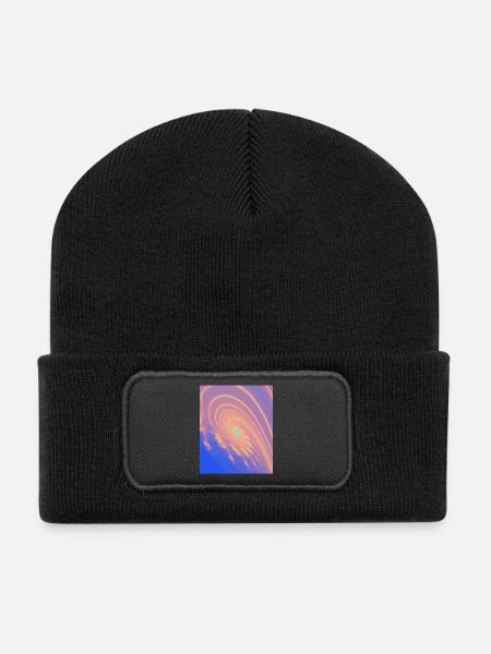 Pastel Spiral Rainbow Swirl - Recycled Patch Beanie - black