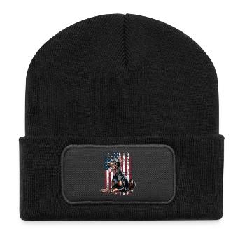 Doberman US Dobermann - Recycelte Patch Beanie - Schwarz - Vorne