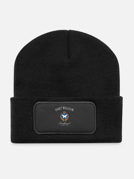 Fort William Schottland Wappen – Reise Souvenir - Recycelte Patch Beanie - Schwarz