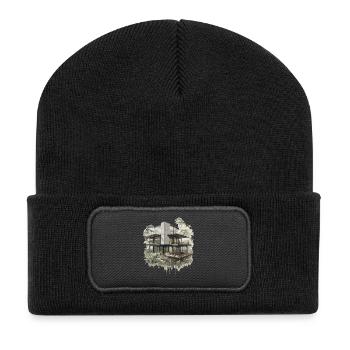 Verloren in Dschungel Moderne Villa - Recycelte Patch Beanie - Schwarz - Vorne