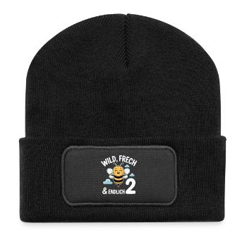 Bienchen Endlich 2 Jahre Mädchen Geburtstagsmotiv - Recycelte Patch Beanie - Schwarz - Vorne