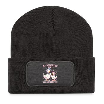 Meine Tochter und ich reden über dich, Gans - Recycelte Patch Beanie - Dunkelgrau - Vorne
