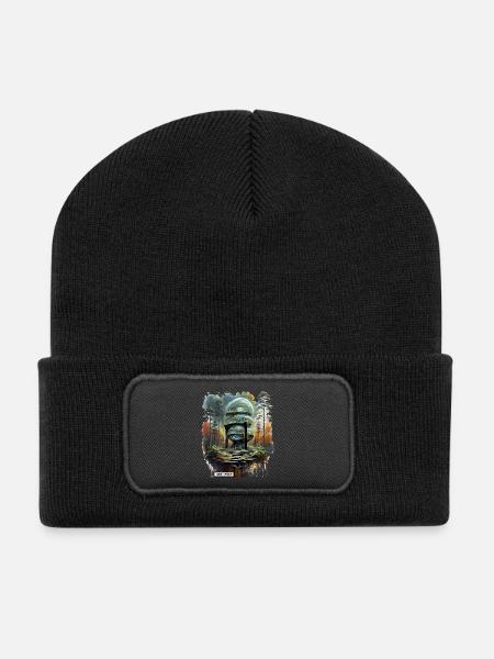 Space in Woods Dome - Recycled Patch Beanie - black