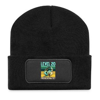 20. Geburtstag Junge Mädchen Gaming Level 20 Jahre - Recycelte Patch Beanie - Schwarz - Vorne