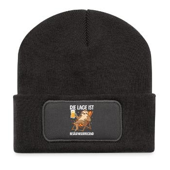 Die Lage Ist Besäufniserregend - Recycelte Patch Beanie - Dunkelgrau - Vorne