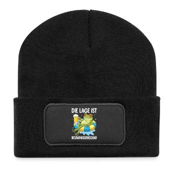 Die Lage Ist Besäufniserregend - Recycelte Patch Beanie - Schwarz - Vorne