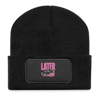 LATER Alligator Lounge - Recycelte Patch Beanie - Schwarz - Vorne